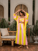 Mitaliwadhwa Sunshine yellow and pink stripe 3PC Set