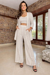 Mitaliwadhwa White Crochet 3pcs set