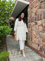 Mitaliwadhwa White Cutwork Pakistani KP set