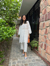 Mitaliwadhwa White Cutwork Pakistani KP set