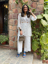 Mitaliwadhwa White cutwork set