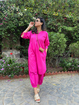 Mitaliwadhwa XS / XS / Hot Pink Hot Pink Cotton KP set