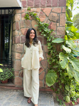 Mitaliwadhwa XXL / XS White Cotton Coord Set