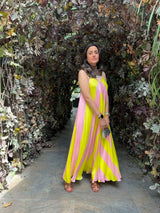 Mitaliwadhwa Yellow & Pink stripe maxi