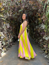 Mitaliwadhwa Yellow & Pink stripe maxi