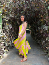 Mitaliwadhwa Yellow & Pink stripe maxi
