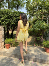 Mitaliwadhwa Yellow scallop shorts set