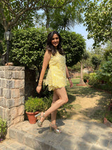 Mitaliwadhwa Yellow scallop shorts set