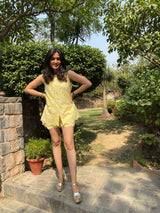 Mitaliwadhwa Yellow scallop shorts set