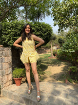 Mitaliwadhwa Yellow scallop shorts set
