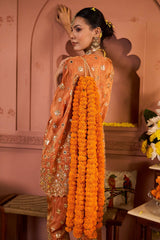 Tasuvure Aaina Adaa Mirror Work Kaftan Set - Orange