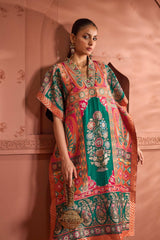 Tasuvure Banarasi Begum Embroidered Kaftan - Orange