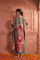 Tasuvure Banarasi Begum Embroidered Kaftan - Red