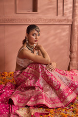 Tasuvure Banarasi Begum Ghaghra And Chunni - Rani Pink