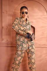 Tasuvure Elizey Paisley Embroidered Cape Jacket Set - Black