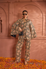 Tasuvure Elizey Paisley Embroidered Cape Jacket Set - Black