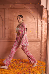 Tasuvure Elizey Paisley Embroidered Power Suit - Fuschia