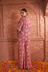 Tasuvure Elizey Paisley Embroidered Power Suit - Fuschia