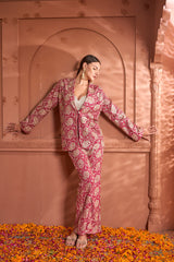 Tasuvure Elizey Paisley Embroidered Power Suit - Fuschia