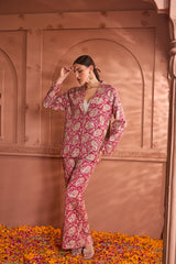 Tasuvure Elizey Paisley Embroidered Power Suit - Fuschia