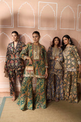 Tasuvure Elizey Paisley Embroidered Sharara Set - Emerald Green