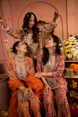 Tasuvure Elizey Paisley Embroidered Sharara Set - Fuschia