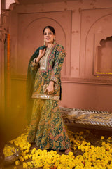Tasuvure Elizey Paisley Embroidered Sharara Set - Green