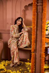 Tasuvure Elizey Paisley Embroidered Sharara Set - Ivory