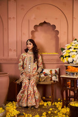 Tasuvure Elizey Paisley Embroidered Sharara Set - Ivory