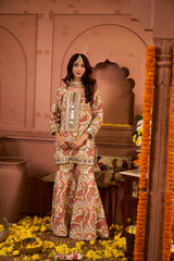 Tasuvure Elizey Paisley Embroidered Sharara Set - Ivory