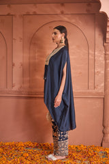 Tasuvure Reyna Gara Glazed Kaia Kaftan Top with Pants - Midnight Blue