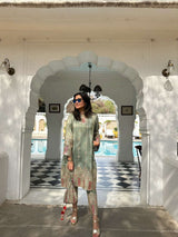 Tasuvure Tissue 3 Piece Kurta Set - Green