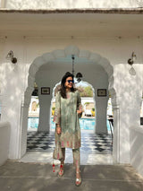 Tasuvure Tissue 3 Piece Kurta Set - Green