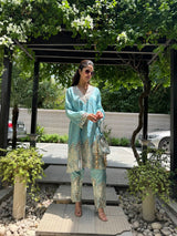 Tasuvure X MW Aaina Ada Tissue Set with Potli - Neelam Pati