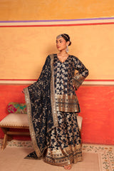 Tasuvure X MW Banarasi Begum Sharara Set - Blue