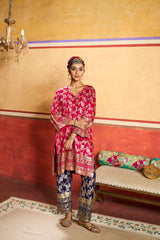 Tasuvure X MW Banarasi Begum Tunic Set - Fuschia and Purple