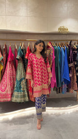 Tasuvure X MW Banarasi Begum Tunic Set - Fuschia and Purple