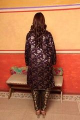 Tasuvure X MW Banarasi Begum Tunic Tulip Set - Purple and Black