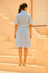 Tasuvure X MW  Blue daylily midi dress