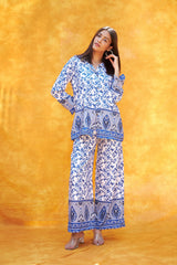 Tasuvure X MW Bohemian Floral Printed Co-ord Set - Blue