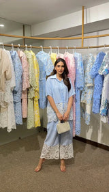 Tasuvure X MW  Cameron Cotton Lace Me Up Set - Blue White