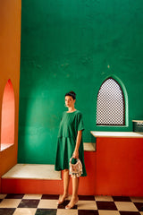 Tasuvure X MW CAMERON COTTON POCKET DRESS - GREEN