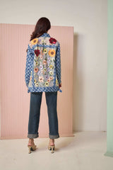 Tasuvure X MW Denim Jacket with 3D Floral Applique - Blue