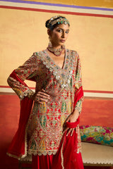 Tasuvure X MW  Elizey Paisley Embroidered Kurta Set - Red