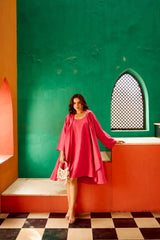 Tasuvure X MW Flared Jacket with Short dress Set - Pink