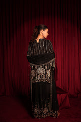 Tasuvure X MW Inaari Black cutdana sharara set