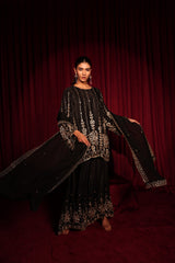 Tasuvure X MW Inaari Black cutdana sharara set