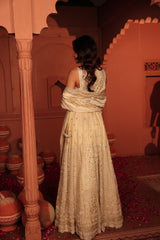 Tasuvure X MW Inaaya Cutdana Embroidered Lehenga Set with Dupatta - Ivory