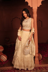 Tasuvure X MW Inaaya Cutdana Embroidered Lehenga Set with Dupatta - Ivory