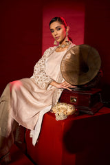 Tasuvure X MW  Inaaya Embroidered Long Jacket With Pant - Nude